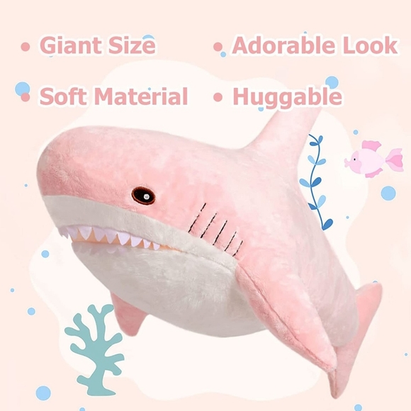 Morimos 32" Pink Shark Pillow Plush. Brand New With Tags. - Picture 7 of 12